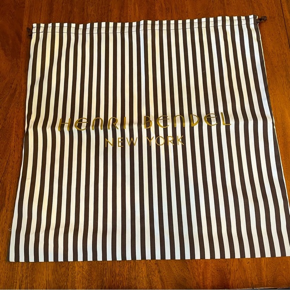 New Large Henri Bendel 22.5" x 22.5" Brown Ecru Ribbon Pull Cotton Dust Bag - Picture 1 of 7